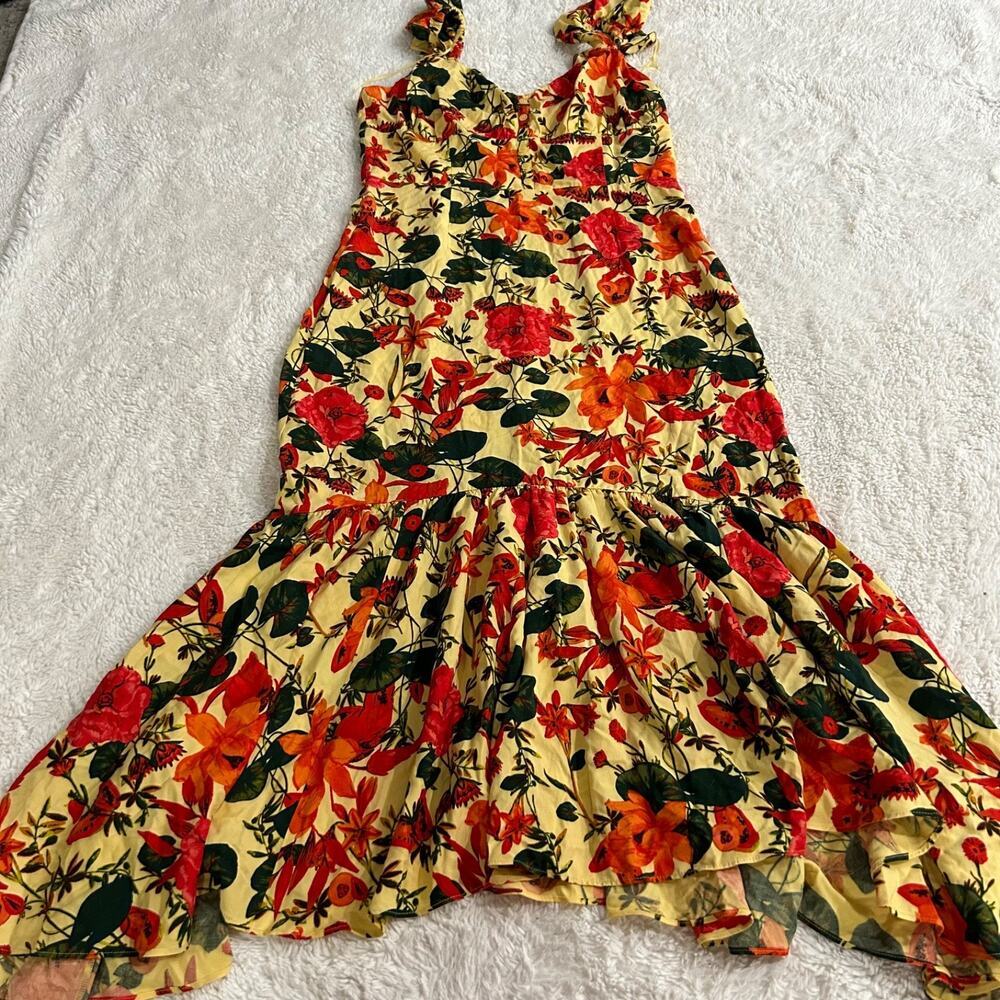 Chelsea28 Womens Yellow-Orange Floral Maxi Dress Sz L Summer Wedding Resort Vacy